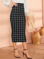 Grid Pencil Skirt