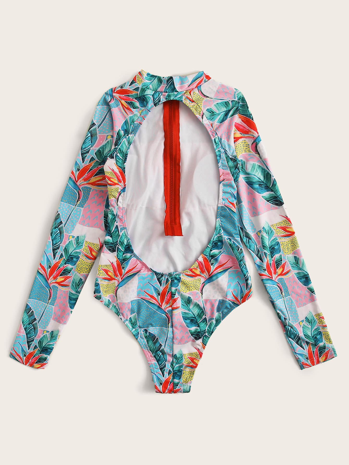 Tropical Zipper Front Surfing Swimsuit