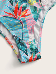 Tropical Zipper Front Surfing Swimsuit