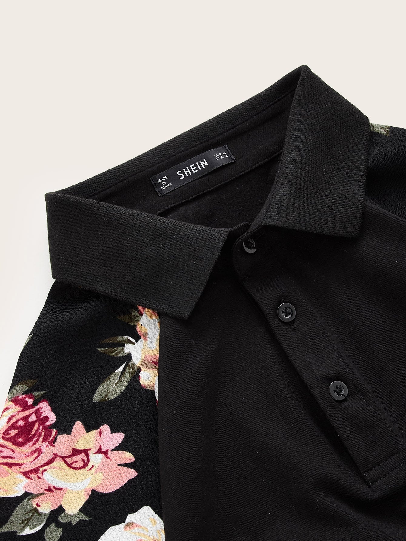 Men Floral Print Raglan Sleeve Polo Shirt
