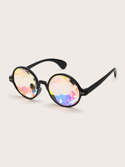 Kaleidoscope Round Frame Sunglasses With Case