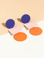 Color Block Geometric Drop Earrings
