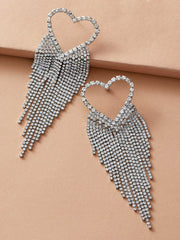 Rhinestone Decor Heart Shaped Earrings