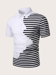 Men Two Tone Stripe Polo Shirt