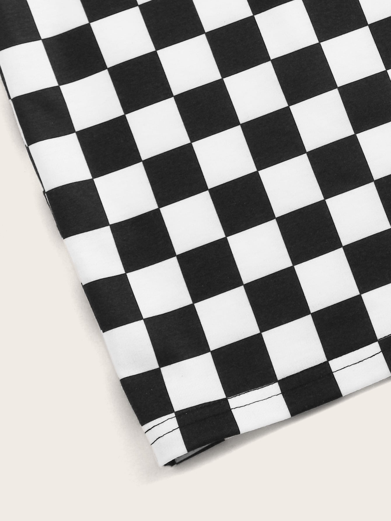 Drawstring Waist Checkered Skirt