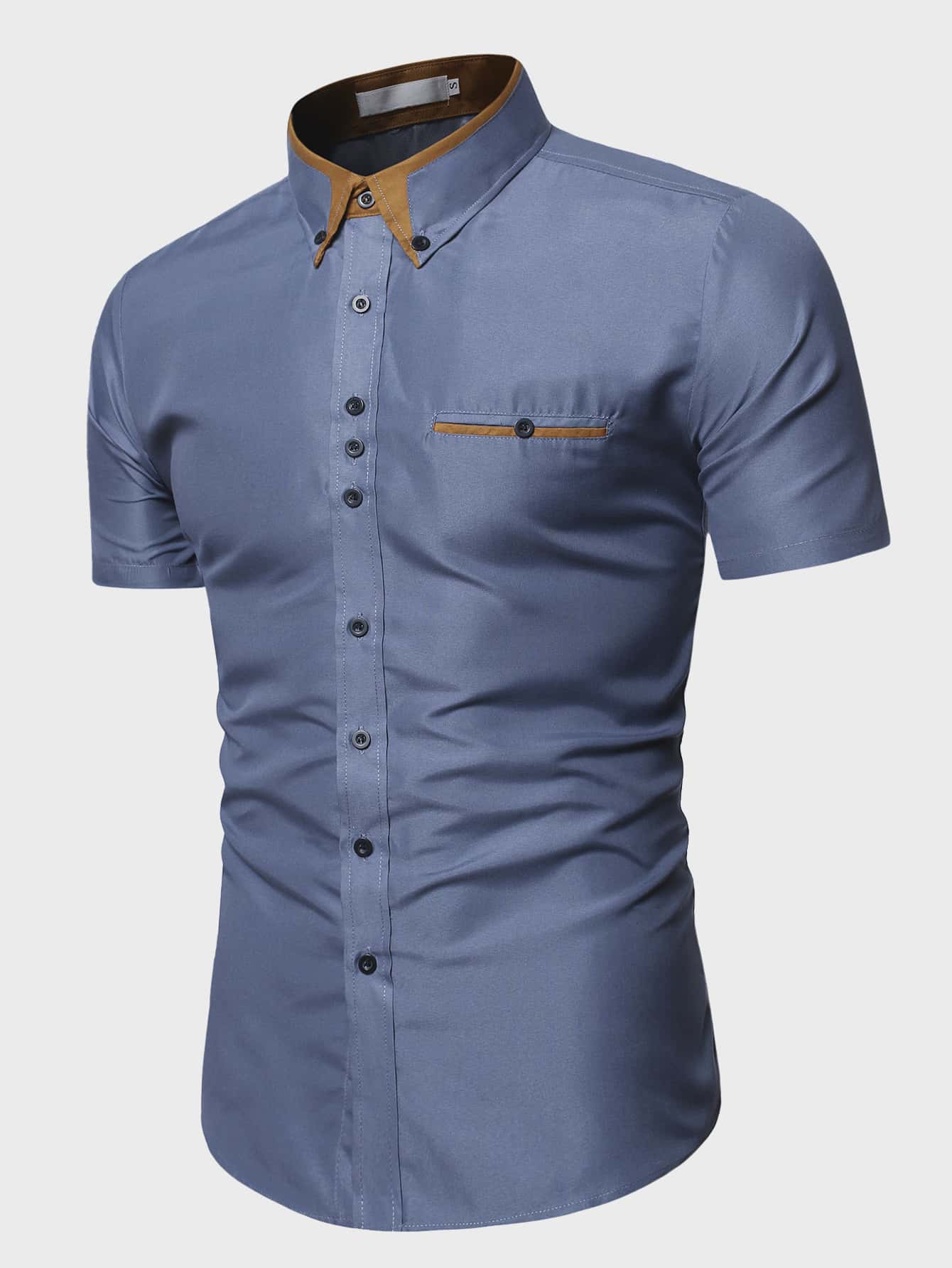 Contrast Collar Button Up Shirt