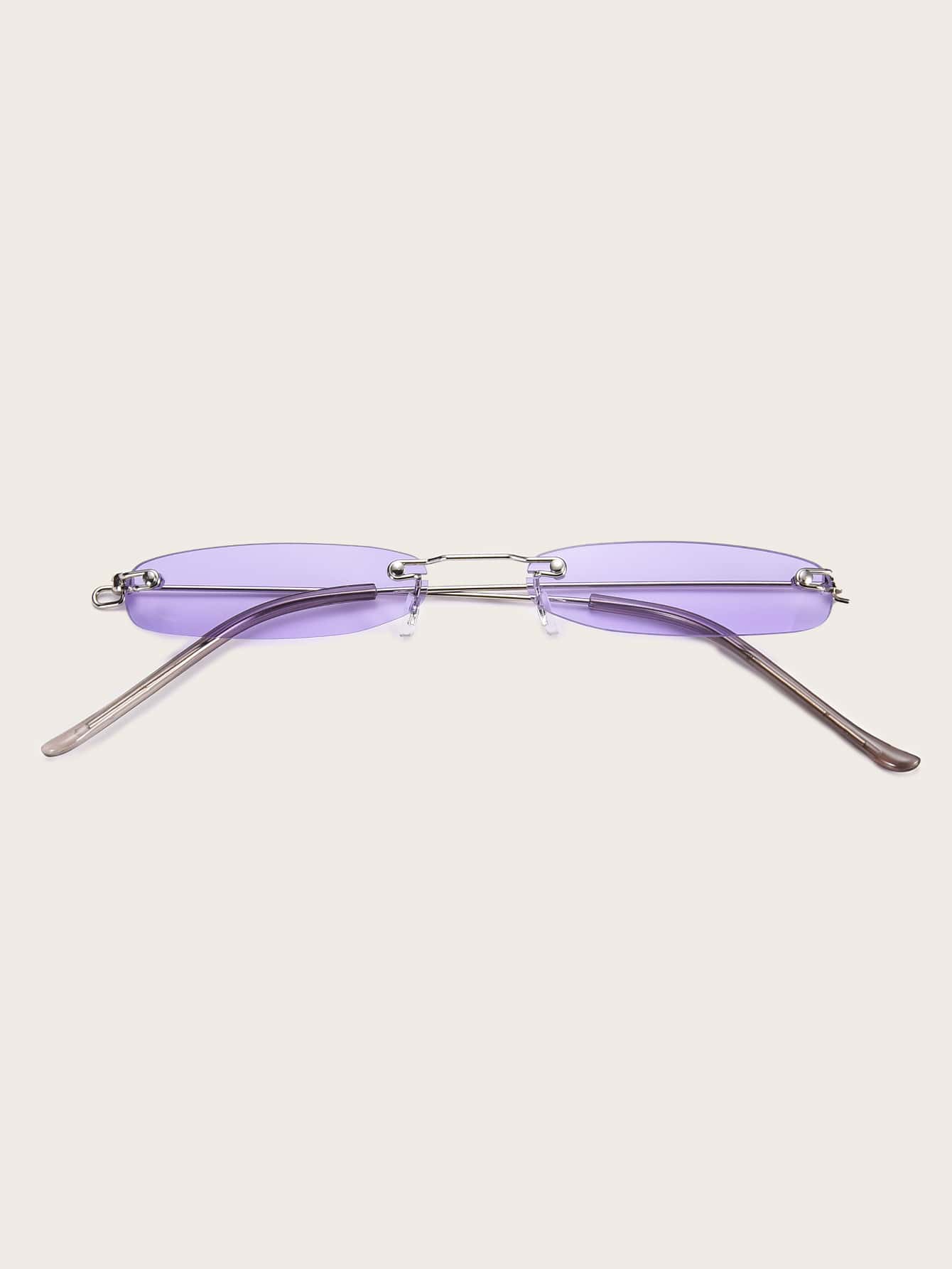 Rimless Irregular Frame Sunglasses With Case