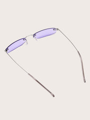 Rimless Irregular Frame Sunglasses With Case