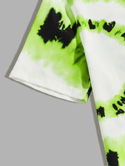 Notched Collar Tape Detail Front Pocket Tie Dye Shirt
