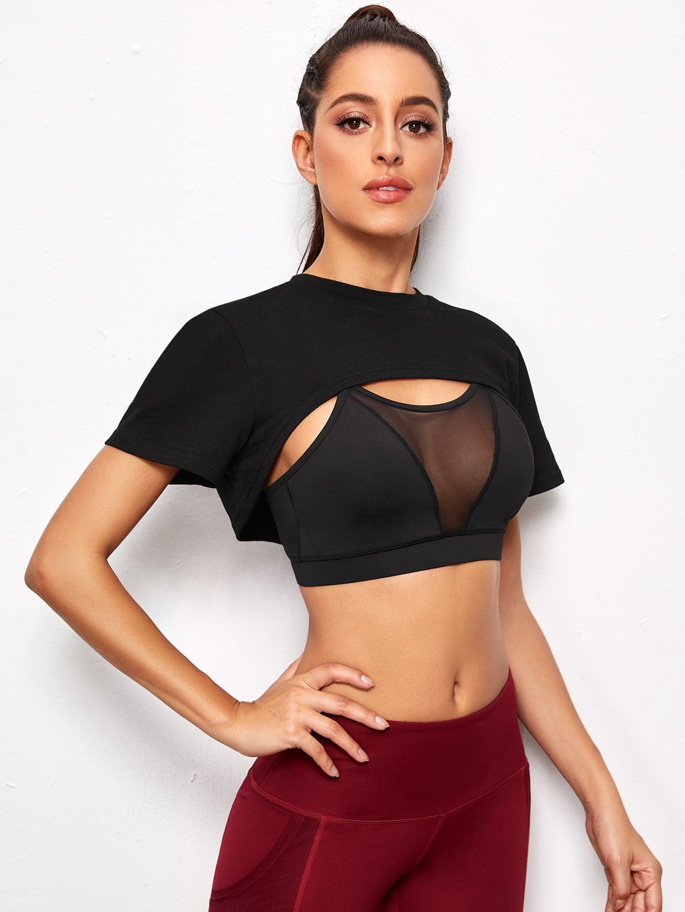 Super Crop Sports Tee Without Sports Bra