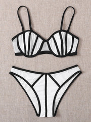 Contrast Binding Underwire Bikini Swimsuit