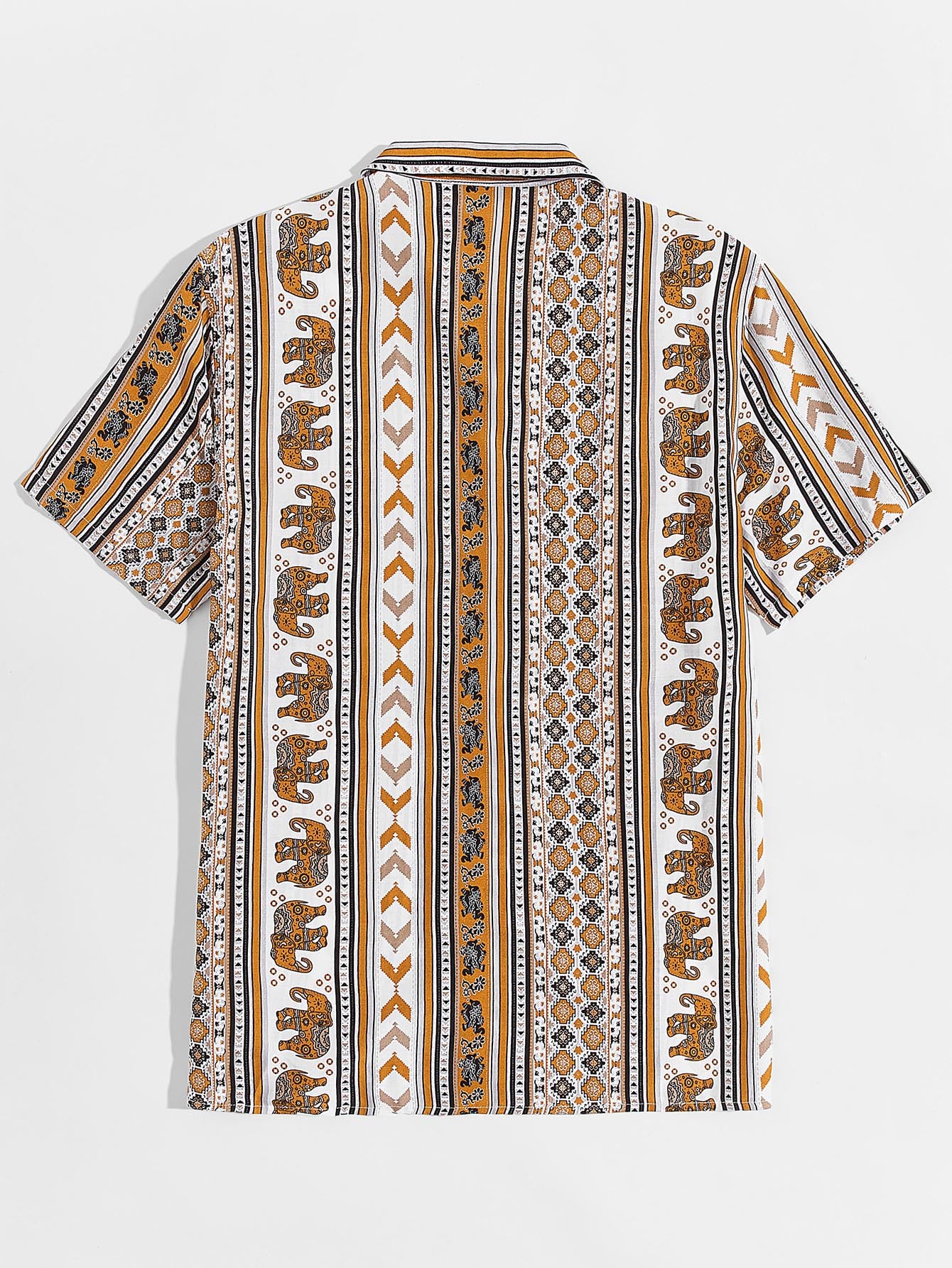 Notched Collar Tribal Print Shirt