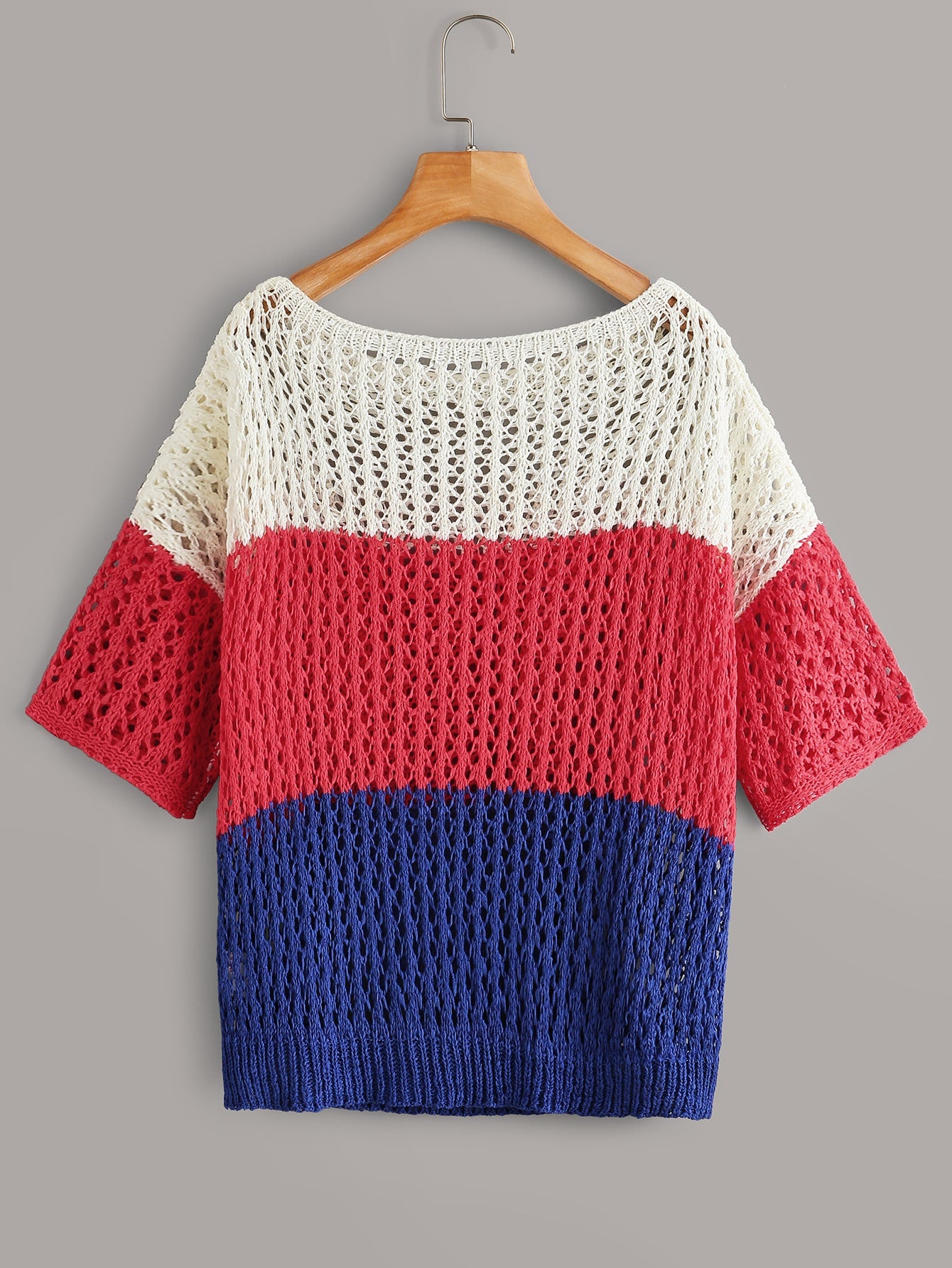 Cut And Sew Hollow Out Knit Top