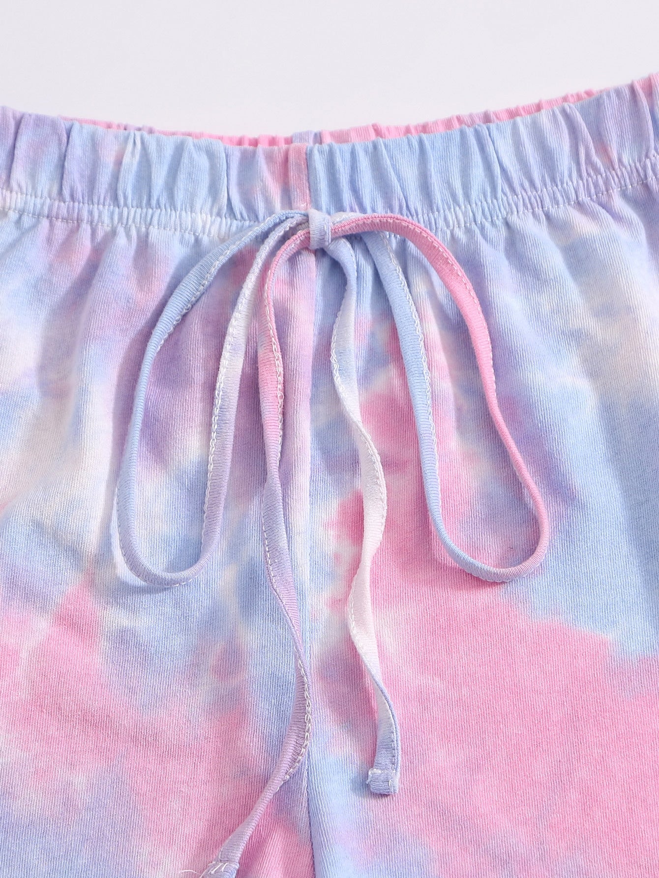 Cotton Candy Tie Dye Tube Top & Drawstring Waist Track Shorts