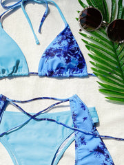 3-Piece Tie Dye Triangle Co-ord Bikini Swimsuit