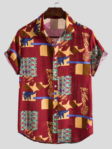 Tribal Geo Print Button Up Shirt