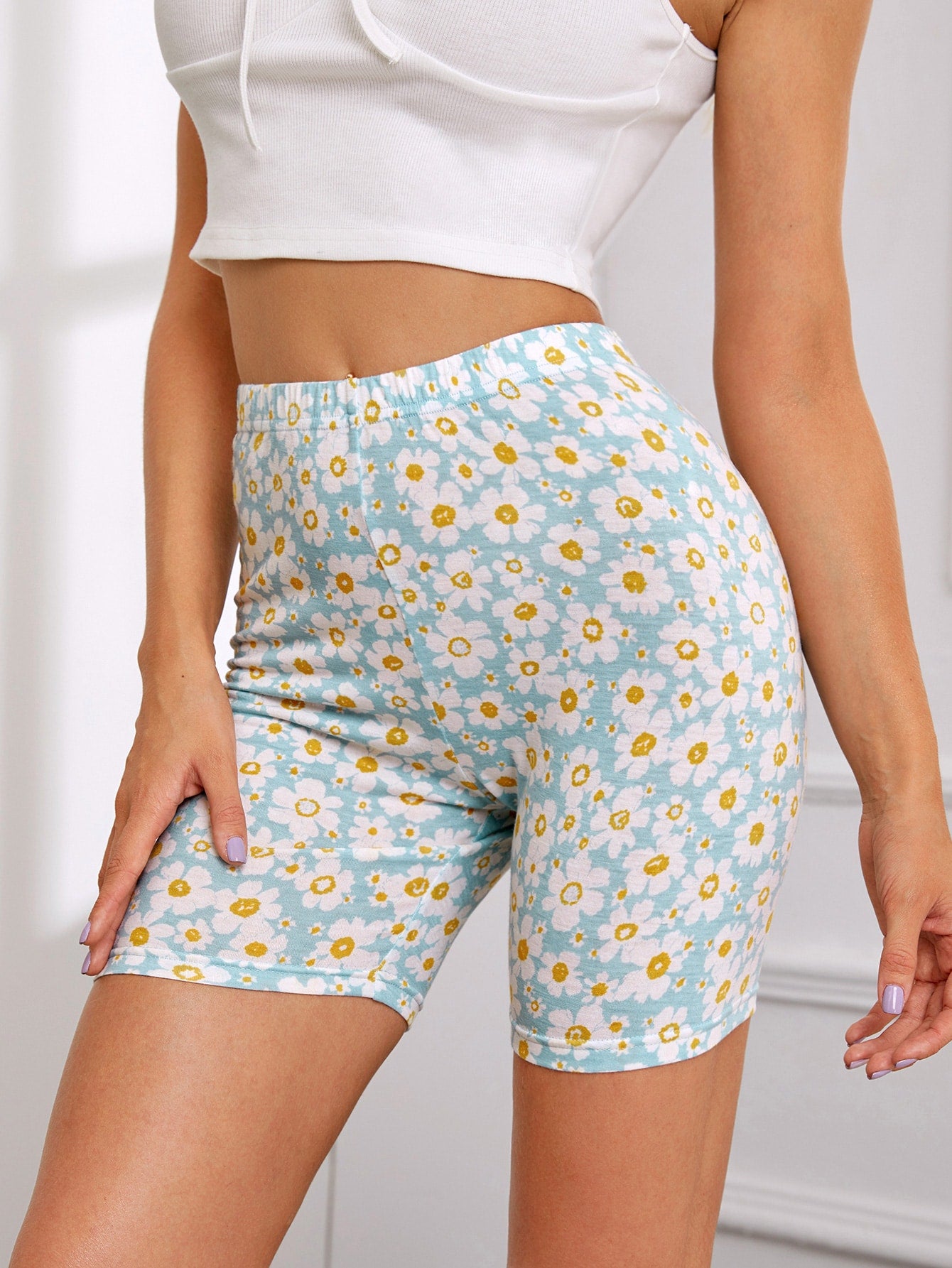 Daisy Floral Biker Shorts