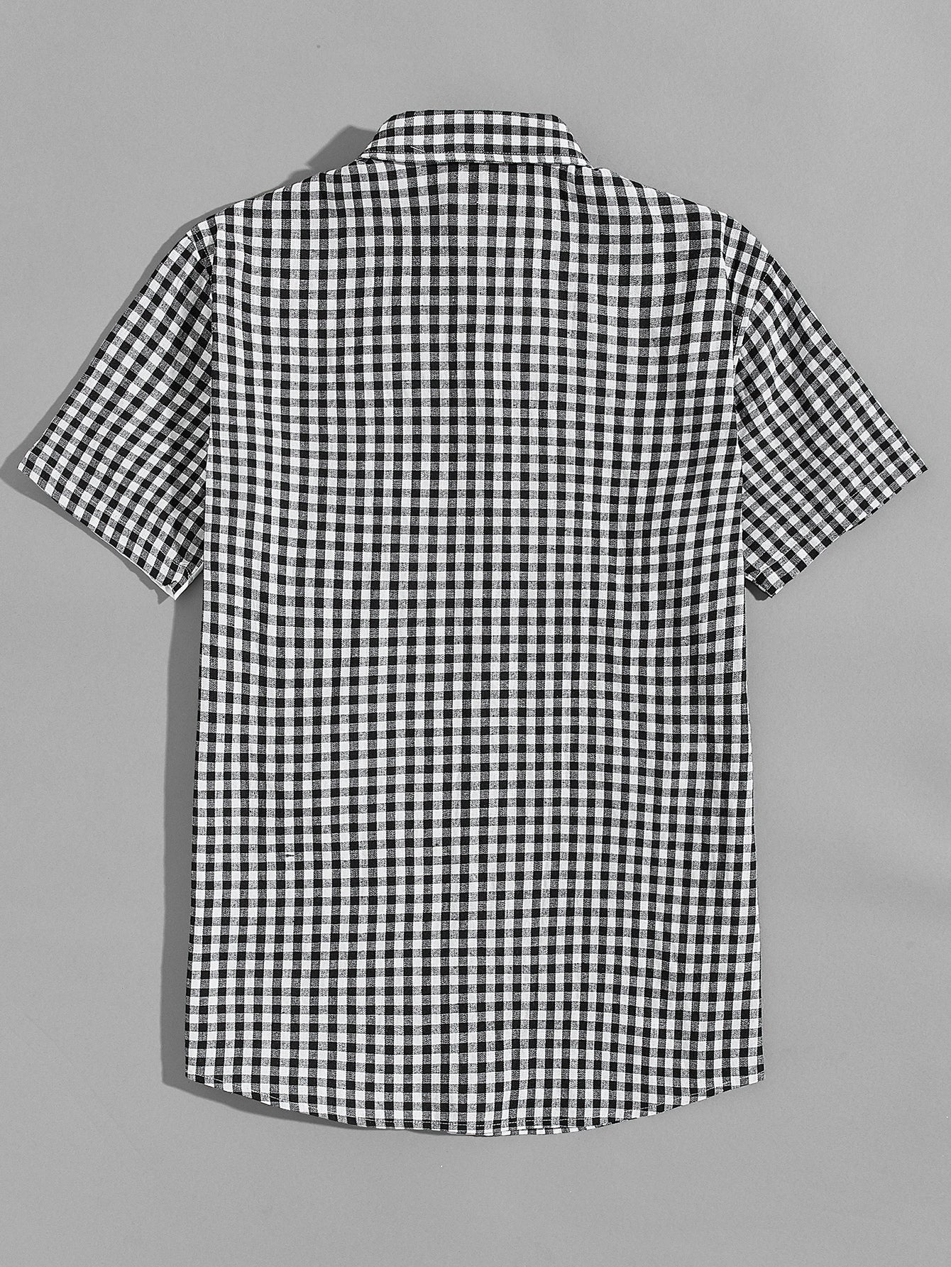Color Block Gingham Button Up Shirt