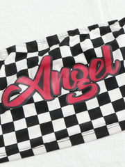 Angel Checkered Tube Top & Spliced Shorts Set