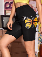 Butterfly Print Biker Shorts