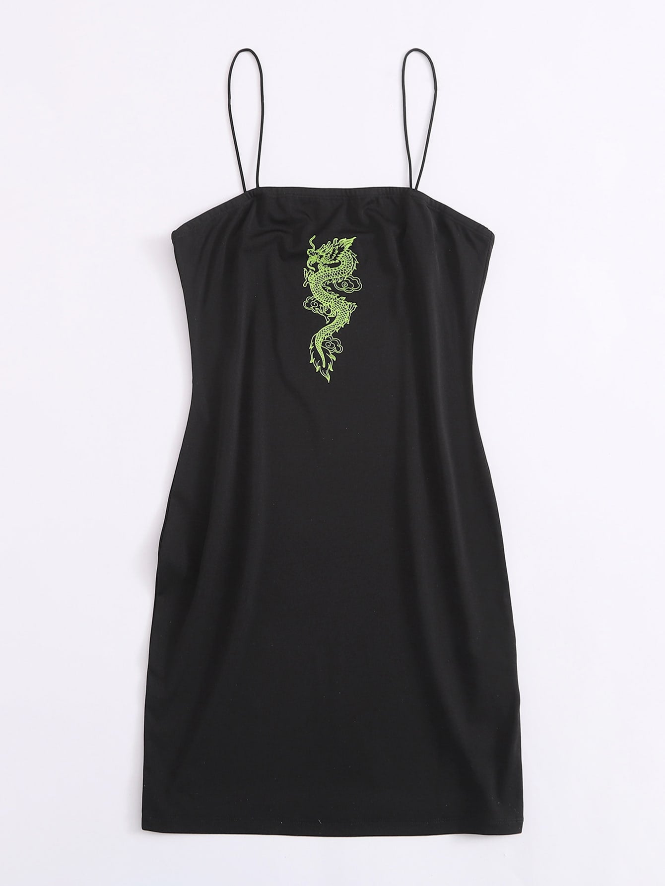 Neon Dragon Print Bodycon Dress
