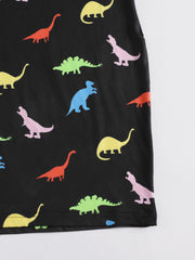 Contrast Binding Dinosaur Print Bodycon Dress