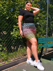 Plus Size Multi-Colorblock Checkered Skirt