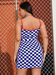 Plus Sized Checked Cami Top & Straight Skirt