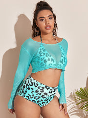 3pack Plus Size Neon Lime Leopard Bikini Swimsuit