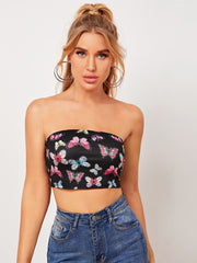 Butterfly Print Tube Top