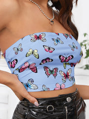 Butterfly Print Tube Top