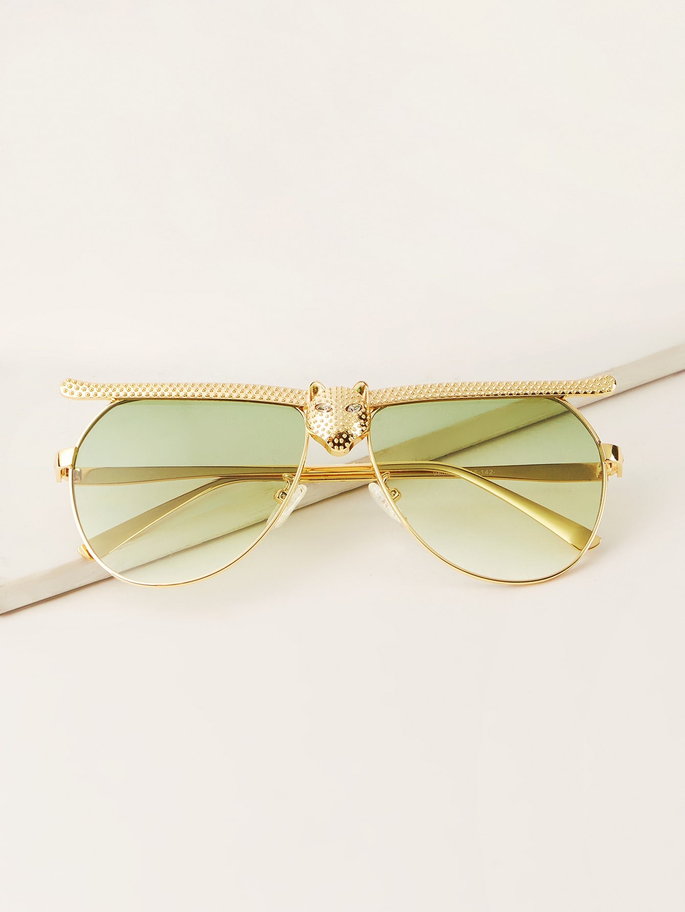 Leopard Decor Metal Frame Sunglasses