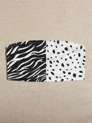 Spliced Zebra Striped and Dalmatian Print Bandeau Top