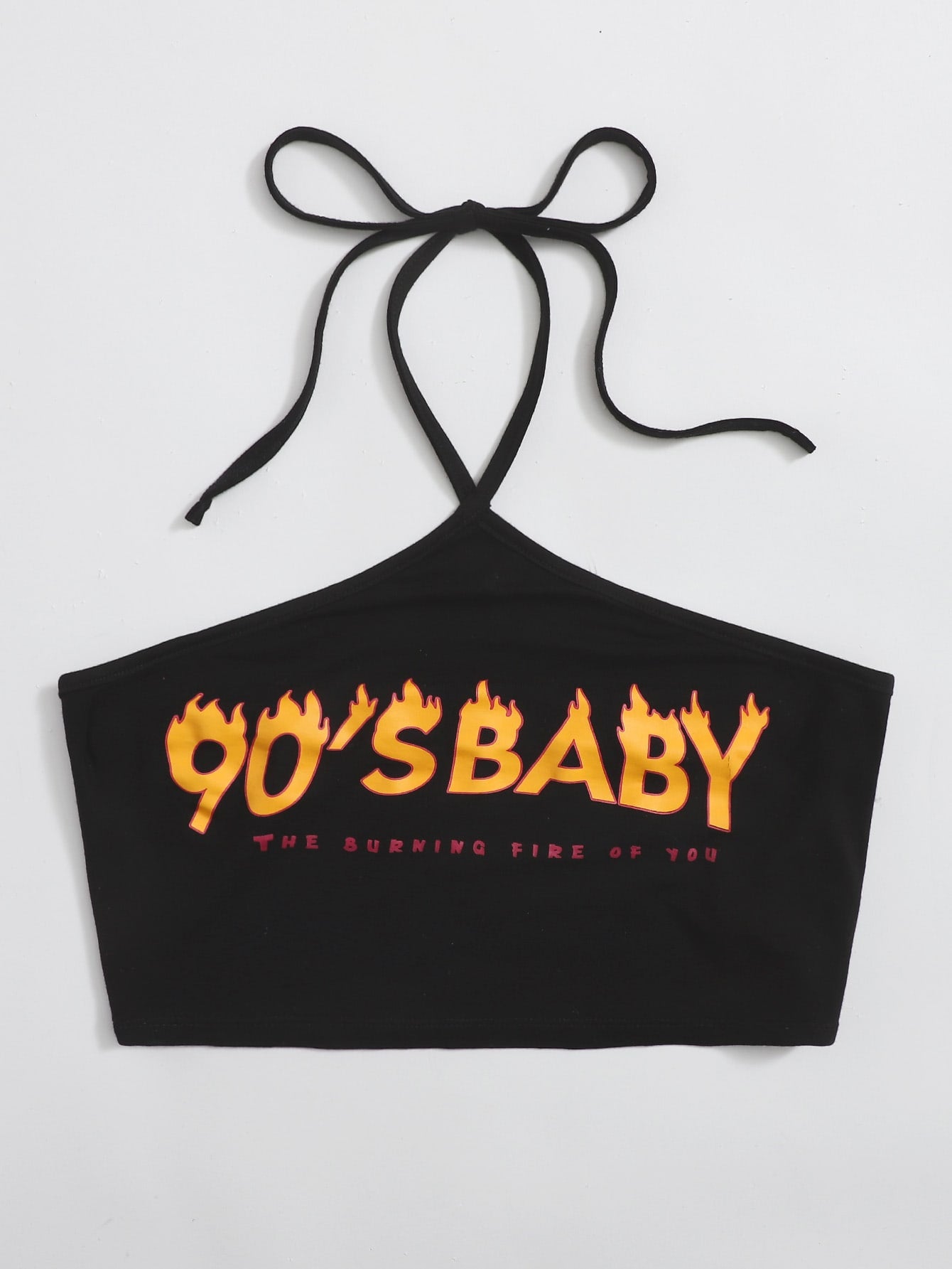 Tie Back 90's Baby Graphic Crop Halter Top