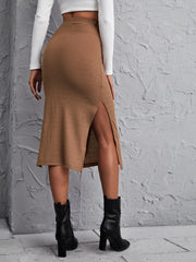 Tie Front Split Thigh Skirt