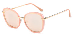 Women Retro Metal Round Cat Eye Oversized UV Protection Sunglasses